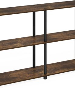 Furinno Besi - Estante Industrial Multiusos de 3 x 2 Pulgadas, con Marco de Metal, Color Nogal