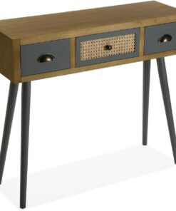 Versa Pandora Mueble Recibidor Estrecho para Entrada o Pasillo, Mesa Consola, con 3 cajones, Medidas (Al x L x An) 79 x 30 x 90 cm, Madera, Color Marrón