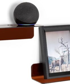 OAPRIRE Estanteria Pared Juego de 2 - Amplíe Fácilmente El Espacio de la Pared, 23cm Baldas Pared Sin Agujeros de Acrílicopara Dormitorio, Baño, Cocina, Sala de Estar, con Clips Cables (Marrón)