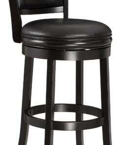 Ball & Cast Taburete de Bar Giratorio con Respaldo, Taburete de Altura de Bar Acolchado, Taburete de Bar de Madera de 30 Pulgadas para Isla de Cocina, Negro