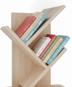Baroni Home Librería de árbol Ahorra Espacio con 2 estantes, estantería Vertical de Suelo para salón, Estudio y Dormitorio, 18 x 30 x 40 cm, Natural