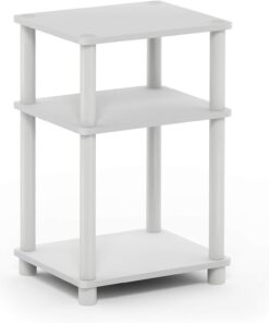 Furinno Just-Mesa Auxiliar Turn-N-Tube de 3 Niveles, Paquete de 1, Blanco/Espresso