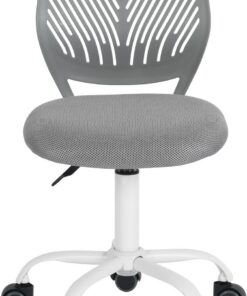 FurnitureR - Silla de Oficina Ajustable en Altura, Silla giratoria con diseño de Respaldo pequeño Agujero, Oficina sin reposabrazos, Silla de Oficina, Oficina de Dormitorio, Gris