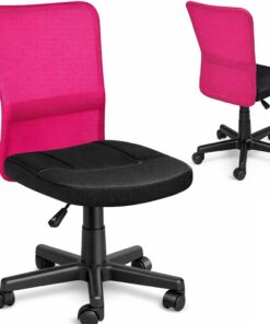 BAKAJI Silla Escritorio Oficina Giratoria Transpirable de Tela Red Altura Ajustable con Ruedas Color Fucsia y Negro