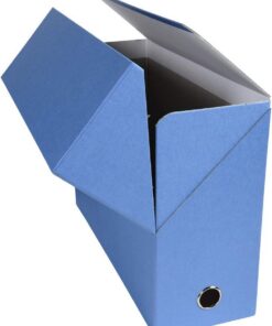Exacompta 89422E - Caja archivadora forrada con papel entelado, lomo de 12 cm, color azul claro