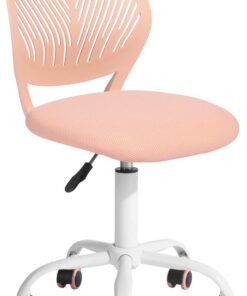 FurnitureR Silla de Escritorio, Moderno diseño Ajustable, para Ordenador, giratoria, sin reposabrazos, para habitación de los niños, Trabajo en casa, Oficina, Rosa melocotón, M