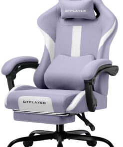 GTPLAYER Silla de Oficina ergonómica para Videojuegos con reposacabezas y cojín Lumbar en la Nube, Acolchada con reposapiés, Silla giratoria, Capacidad de 150 kg, Color Morado