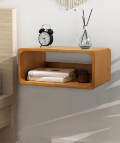 Mesita de noche flotante, estante de noche montado en la pared, muebles de dormitorio hechos a mano, mesa de noche flotante de madera de pino, estilo minimalista y único, 43 x 19 x 25 cm