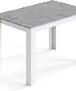 Mondeer Mesa de Comedor, 120 x 80 cm, Mesa de Cocina Moderna para 4 Personas, Mesa de Comedor Rectangular de Madera para Comedor, Cocina, Sala de Estar, Gris y Blanco