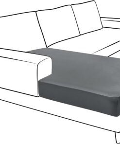 Yates Home Fundas de sofá para sofá seccional, funda de cojín de piel sintética a prueba de agua, funda elástica para asiento de sofá de repuesto en sala de estar (XXL, gris claro)