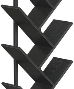 HOOBRO Librería en Forma de Árbol, Libería de Pie con 9 Niveles, Organizador de Libros, Estantería para CD/DVD/Libros, Estilo Vintage, para Salón, Dormitorio, Estudio, Negro EBK18SJ01G1