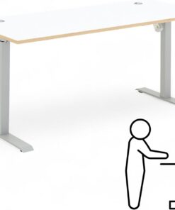 Stella Trading Memphis Escritorio eléctrico Regulable en Altura en Color Blanco, Aspecto Roble Artesano, Mesa de Oficina Ajustable con función de Memoria y Estructura de Metal, 160 x 72-120 x 77 cm