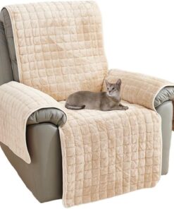 Funda para silla reclinable, funda antideslizante de felpa para sillón | Funda protectora de sofá súper suave y lavable para niños y mascotas (beige, 53 x 190 cm)