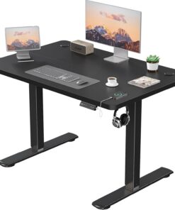 JUMMICO Escritorio eléctrico Regulable en Altura con Puerto de Carga USB, Escritorio de Altura Regulable, Mesa ergonómica de pie, 100 x 60 cm, Color Negro