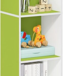 Furinno Pasir Estantería Abierta Librería de 5 Niveles, Blanco/Verde