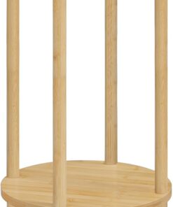 HOOBRO Mesa Auxiliar Redonda de Bambú, Mesa Lateral de 2 Niveles, Mesita de Noche con Borde Elevado, para Espacios Pequeños, Salón, Dormitorio, Pasillo, Entrada, Natural EYL156BZ01