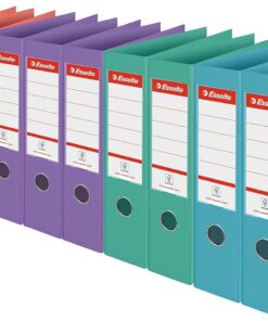 Esselte Pack 10 Archivadores de Palanca, Capacidad 500 hojas, Lomo de 75mm, Light & Durable A4 Folder, Casa y Oficina, Diseño en Relieve, Gama Colour'Breeze, Colores Pastel Colores Variados, 626214