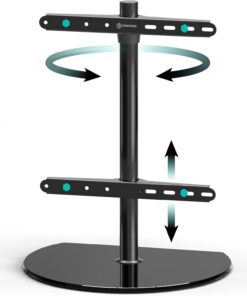 ONKRON Soporte TV 32-65 pulgadas, hasta 35 kg, VESA 100x100-400x400, Soporte Television Giratorio 360°, Base de Vidrio Templado, Sujeción para Colgar la Pantalla, Pie Television Universal, Negro PT2-B