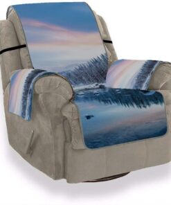 A.Monamour Fundas Decorativas para Sofás Invierno Cielo Azul Hielo Lago Blanco Nieve Piedra Terciopelo Fundas de Sillón Sofá Protector Funda de Sofá 1 Plaza 2 Plazas 3 Plazas
