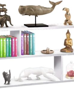 BAKAJI Libreria Baja Estantería 5 estantes de Madera melamínica, diseño Moderno para salón, casa o Oficina, tamaño 80 x 20 x 50,5 cm (Blanco)