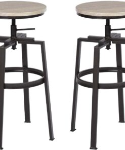 Juego de 2 taburetes de bar silla de desayuno Ajustable con reposapiés, Adecuado para Bares, bistrós, cafeterías, cocinas