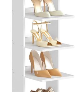 VASAGLE Zapatero, Zapatero de Entrada 9 Niveles, Estante de Zapatos Estrecho, para Pasillo, Esquina, Vestidor, Blanco Mate LBS210WB01