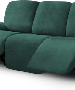 ULTICOR Fundas de Terciopelo para sofá reclinable, Fundas elásticas para sofá reclinable de 3 Cojines, Fundas de Muebles, Gruesas, Suaves, Lavables (Funda reclinable de 3 plazas, Verde Retro)