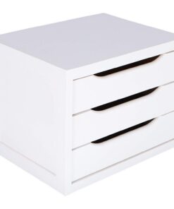 Cajonera Madera con 3 cajones en Color Blanco 40x30x29cm