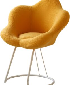 Taburete de Maquillaje Multifuncional, Silla de tocador, Silla de Belleza, Giro de 360°, Altura Ajustable, para dormitorios, tocadores y decoración de Belleza,Amarillo,White Base