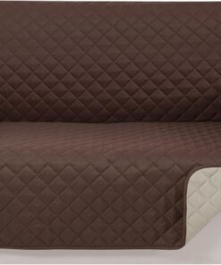 Funda reversible para sofá biplaza, protector de muebles (sofá biplaza pequeño, chocolate/beige)