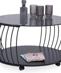 M2 Kollektion Shanghai 1 Mesa de Centro, Metal, Negro, 60 x 45 x 60 cm