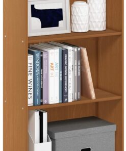 Furinno Estantería Básica De 3 Niveles para Estanterías, Cerezo Claro