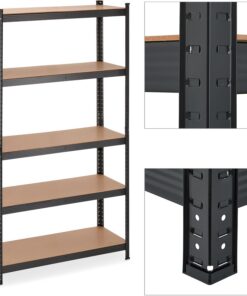 Relaxdays Estantería Metálica Industrial, Mueble Almacenaje, 5 Baldas, 180x100x30cm, 1250 kg, para Taller, Garaje, Negro