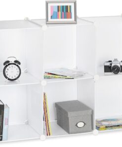 Relaxdays Estantería Modular Pequeña con 6 Compartimentos, Blanco, 32x96x156 cm