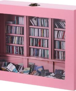 PATIKIL Estantería Libros Anti Ansiedad, Estantería Libros En Miniatura Madera Aleja Tu Ansiedad Biblioteca En Miniatura con Libros Pequeños para Amantes Los Libros Decoración, Rosa