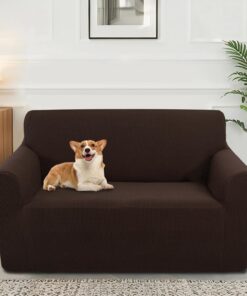 Funda elástica para sofá, lavable, con fundas de almohada, protectores de sofá para perros (sofá biplaza/chocolate)