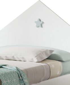 MUEBLES PITARCH | Cabecero Cama 90 Infantil con Estrella, Dormitorio Juvenil, Blanco, 80x100x1,6cm Modelo Sweet