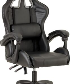 Baroni Home - Silla De Gaming Color Negro, Silla Ergonómica de Oficina con Respaldo Regulable de 90° a 120°, con Reposacabezas, reposabrazos y Soporte Lumbar. Rotación omnidireccional de 360°