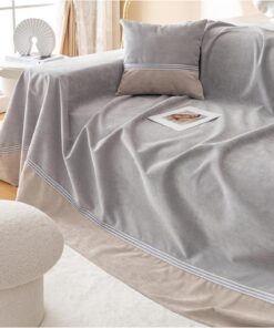 Manta de chenilla para sofá grande, funda de sofá versátil, para sofá, decoración de sillones (gris, 200 x 180 cm)