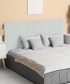 sourcing map Funda protectora elástica para cabecero de cama, tela jacquard de 79 pulgadas, a prueba de polvo, para decoración de dormitorio de tamaño King, color gris claro