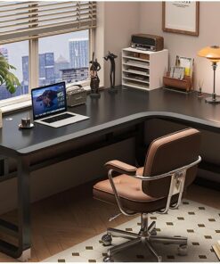 Escritorio Gaming De Madera Maciza En Forma De L con Borde Inclinado - Mesa Ordenador Ergonomica para Oficina En Casa, Rincón Estudio Trabajo para Estudiantes Y Gamers(A-Right,120x80x75cm)