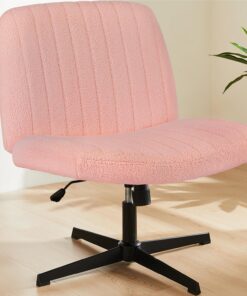 Sweetcrispy Silla de Oficina sin reposabrazos, Silla de Escritorio con Terciopelo de Peluche, Silla de Lectura con cojín más Ancho para Sentarse en el Asiento de Sastre, Altura Ajustable, Silla