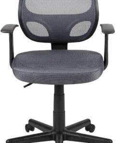 Flash Furniture Flash Fundamentals - Silla de Oficina ergonómica giratoria de Malla con Brazos, Espuma de Metal y plástico de Madera, Gris, Juego de 1