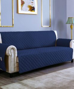 sevi's Funda Sofá 1 Plazas Impermeable e Antideslizante con Bolsillos, Cubre Sillon Orejero/Relax Reversible Antiarañazos para Mascotas, Oeko-Tex, Lavable - Azul