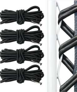 4 Piezas Cuerda de Repuesto Elasticos,Sillón de jardín al Aire Libre,Sillón jardín Exterior,Silla Larga (Black)