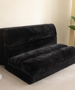 MAXYOYO Cama puf, sofá cama plegable, colchón de suelo para adultos, extra grueso, 6 capas, sofá de suelo plegable para dormitorio, salón, color negro, 100 x 240 cm