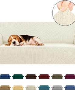 KEKUOU - Funda elástica para sofá de 2 plazas, funda de sofá para sofá de 2 cojines (140-198 cm), protector de muebles con parte inferior elástica para niños y perros Funda elástica de jacquard a