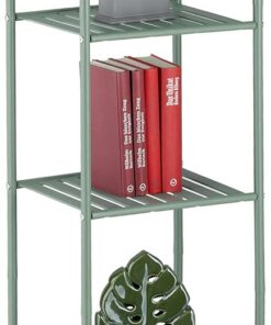 Relaxdays Estantería Metálica, Acero, 145x33x28 cm, Estante Baño y Cocina, 5 Baldas, Librería Metal, sin Fondo, Verde