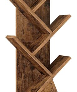 VASAGLE Estantería en Forma de Árbol Moderna Autoportante | Estantería de Pie para Dormitorio, Salón, Estudio, 2 Compartimentos Abiertos, Marrón Rústico, CUSTOS Colección, LBC607KD01