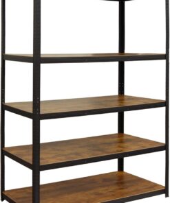Relaxdays Estantería de Carga Pesada, 500 kg, 5 Niveles, Acabado Madera, Acero/MDF, Negro/marrón, 200x120x50 cm